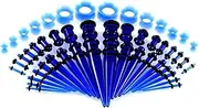 [zzhugyin] 50PCS Gauges Kit Ear Stretching, Body Piercing Jewelry,14Gauges-00Gauges Earrings Piercing Kit,Taper Set Ear Gauges Expander Set, Gifts for Men and Women Turquoise