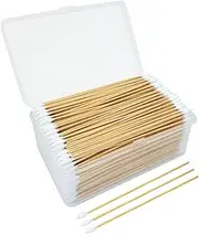 500 PCS 6 Inch Precision Tips Cotton Swabs - Long Wooden Stick Cotton Buds Pointed Cotton Swabs With Case - Cotton Tipped Applicators For Makeup, Electronics, Hard To Reach Area