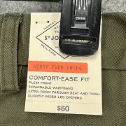St. Johns Bay Worry Free Chino Pants Mens 44X29 Green Comfort Ease Fit Pleat NEW