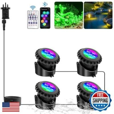 T-SUN Colored Pond Lights, Bright LED Underwater Pond Light Submersible Fount