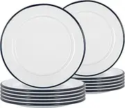 Argon Tableware Enamel Side Plates - 20cm - Pack of 12 - Navy Dining Plates Lightweight Small Dinner Dish for Appetisers, Starters, Mains, Sides, Desserts