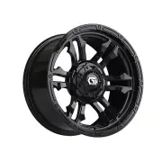 GTW Shogun Gloss Black Golf Cart 14x7 Wheel |4x4 Bolt 3:4 offset (ET-.25)|Each