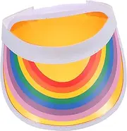 [WESIEVYA] Colored Uv Protection Sun Visor Hat for Women Rainbow Design Outdoor Sunshade Accessory for Beach Picnic and Casual Wear