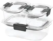 [Rubbermaid] Brilliance Food Storage Container, 6-Piece Set, 100% Leak-Proof, Plastic, Clear