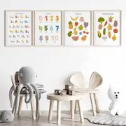 [Namly Design] Poster - Alphabet, Numbers and Fruits / Set of 4
