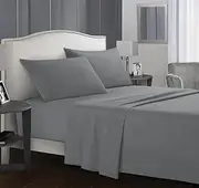 40cm / 50cm Deep Wall 2000TC Cooling Bamboo Fitted Full Sheet Set Queen King Bed Steel Grey (Queen)