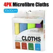 4 Pack Aussie Clean Multi-purpose Microfibre Cloths 30x30cm Car Dish Glass Towel