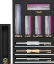 DALSHABET 9 IN1 Bamboo Ziplock Bag Drawer Organizer with Cutter, Black 9in1