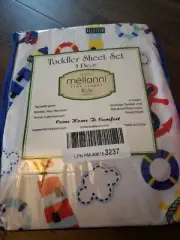 Mellanni Fitted Toddler Crib Bed Sheet & Pillowcase Nautical Lighthouse Anchor