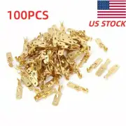 Car 6.3mm Non-insulated Spade Terminals Connectors Plugs Gold Tone 100pcs Male