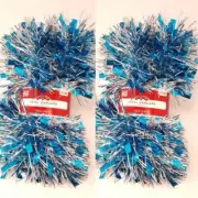 2 X - Thick Blue and Silver Tinsel Garland
