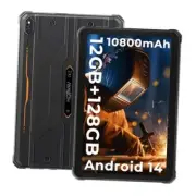 R8 Rugged Tablet Android 14, 10.1 inch HD+ Display 10800mAh Tablet, Orange