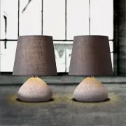 2X Industrial Table Light Desk Lamp Concrete & Fabric Bedside Lamps E14 LED Bulb