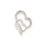 Sterling Silver Diamond Double Heart Slide Pendant