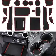 Center Console Liner for Honda Civic Accessories 11th Gen Sedan 2022 2023 2024 2025, Cup Holder Mat, Coaster Trim, Door Slot Pad, Non-Slip Interior, Custom Rubber Decoration Insert (16pcs, Red)