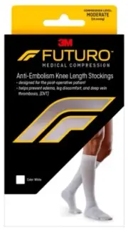 XL Medical Compression Socks Anti-Embolism Stockings Knee Length 18mm White