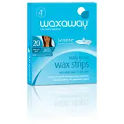 Waxaway By Caron Ready To Use Sensitive Wax Strips Facial 20Pk