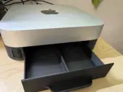 Mac Mini Cooling Stand with Slide-In Drawer and Front USB Desktop Organizer