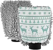 Moose Snowflakes Christmas Style Car Wash Mitts Microfiber Non Scratch Car Clean Gloves Sponge For Car Washing
