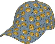 [HVTTIOR] Lion Lions Head Lion Kids Blue Print All Season Use Cap Stylish Baseball Caps Unisex Washed Adjustable Hat Trendy Design, Black, One Size