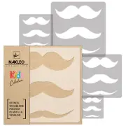 5x reusable PLASTIC Stencils // 34x34cm to 9x9cm // Nursery Template // MUSTACHE