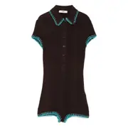 [Siedres] Siedres Dunie Short-sleeve Buttoned Jumpsuit XS BROWN