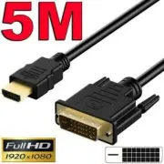 5m Gold HDMI to DVI-D 24+1 Pin Digital Cable Lead HDTV BluRay PS3 Xbox 360 HD TV