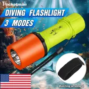 Professional Scuba LED Diving Flashlight Dive Torch Underwater Snorkeling Light