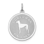 Sterling Silver Rhodium-Plated Doberman Pinscher Disc Charm