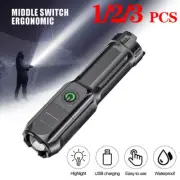 1-3 Pack Super-Bright LED Tactical Military LED Flashlight Torch 3 Mode Zoomable
