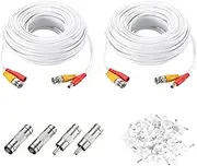 uxcell BNC Video Power Cable,30m/98ft All-in-One Security Camera Wire Cord DC Extension Wire for CCTV Security DVR Camera System Installation Plug & Play Cord,2 Set White