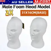 2 x Male Foam Mannequin Manikin Head Model Hat Wig Scraf Display Stand Rack 31cm