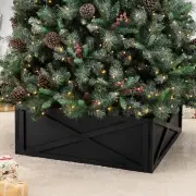 32 L Black Wooden Tree Collar Tree Stand Cover Christmas Tree Skirt Tree Box ...