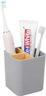 Bamboo Toothbrush Holder for Bathrooms, 3 Slots Toothbrush and Toothpaste Holder
