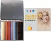 Colouring Pencils Set of 24 Colours, Colour Pencils Drawing Kit Vibrant Numbered