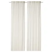 DYTÅG curtains, 1 pair, white/with heading tape, 145x250 cm