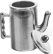 Doll House Furniture Teapot Mini Coffee Machines Dollhouse Tea Pots Coffee Pod Maker Kettle Water Jugs Pretend Kitchen Supplies Small Coffee Pot Silver Metal
