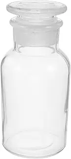 Cabilock 1Pc Small Mouth Glass Bottle Frosted Stopper for Secure Sealing Laboratory Supply High Light Transmittance Stable Base Design for Chemical Experiments