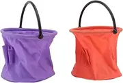 LOLIPPYY 2Pcs Wash Pen Bucket Collapsible Brush Holder for Artists Portable Painting Tool Orange Purple for Art Classes and Creative Activities Easy to Clean and Space Saving