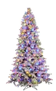 GE 7.5-ft Pre-lit Pre-Lit LED Flocked Candlewood Pine Artificial Christmas Tree