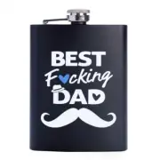 444517 BEST F*CKING DAD 235ML / 8OZ STAINLESS STEEL BLACK HIP FLASK