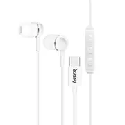 Laser USB-C Earphones with Built-In Microphone (White)