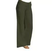 NEW ANNE KLEIN GREEN LINEN DRAWSTRING WAIST WIDE LEG PANTS SIZE 1X WOMEN $99