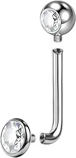 BodyAce F136 Titanium Christina Piercings Barbell, 14G Internally Threaded Vertical Hood Belly Bars, L Bent VCH Ring Christina Barbells Navel Jewellery