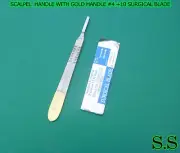 SCALPEL KNIFE HANDLE WITH GOLD PLATED #4 +10 SURGICAL BLADE #21