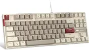 MageGee 75% Mechanical Gaming Keyboard, Brown Switch, LED White Backlit, 87 Keys Compact TKL Wired Computer Keyboards for Windows Laptop PC Gamer - Retro Grey/White