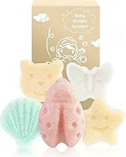 MoHern Konjac Baby Sponge for Bathing, 5pcs Natural Cute Shapes, Kids Bath Sponges, Soft & Safe, Plant-Based, Extra Soft