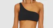 $120 Melissa Odabash Women's Black Toulouse Ribbed Bikini Top Swimwear Size 8