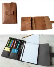 for A5 Sketch Book bag notebook pencil cover jacket slipcase leather brown Y205