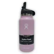 32oz Hydro Flask Water Bottle Stainless Steel Wide Mouth W/Straw Lid Rose Pink